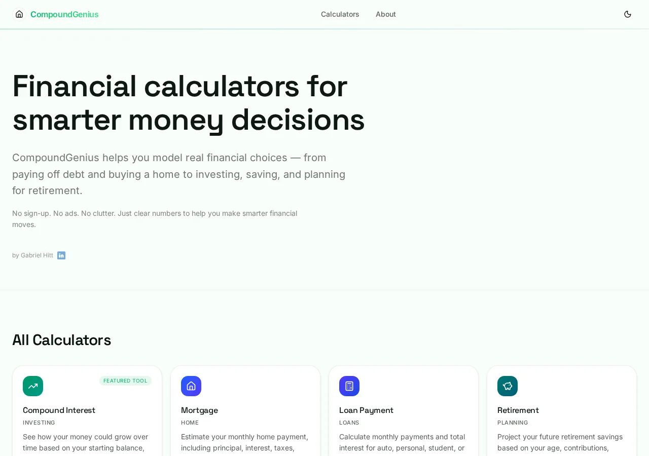 Compound Genius website homepage